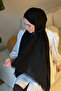 C Pattern Wool Silk Shawl-Black - 3