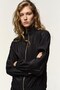 Women's Parachute Fabric Stand Collar Bomber Jacket Black – Metal Zipper, Flap Pockets, Elastic Waist & Cuffs - 3