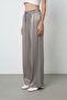 Women's Elastic Waist Wide Leg Plain Mink Color 100% Rayon Trousers - 2
