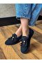 Black Suede (Shake) Women's Loafer with Bead Detail - 4