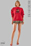 Unisex Minnie Mickey Printed Crew Neck Hoodless Oversized 100% Cotton Combed Cotton Sweatshirt - 4