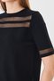 Women's Crew Neck Transparent Detailed Short Sleeve Blouse 121844 Black - 6