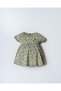 Baby Girl Daisy Patterned Dress Cotton Single Jersey Fabric Round Neck Casual Dress