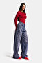 Women's Denim Color 4s6-98 Mega Baggy Fit Hem and Pocket Detailed Special Design Denim Jeans - 3