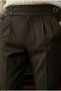 Men's Old Money Pleated Harvest Italian Cut Fabric Trousers Bitter Brown