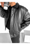 New Season Men's Oversize Vintage Black Faux Leather Jacket - 2