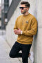 Men's Not Sorry Printed Mustard Sweatshirt - 4