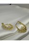 Steel Hoop Earrings with Drip Stones and Beam Design - Golden Radiant Sunburst Hoops - 2