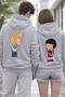 14 February Valentine's Day Gift Printed Men's and Women's Hooded Gray Sweatshirt