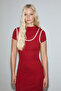 Deports Women's Soft Stretch Fabric Contrast Piping Double Collar Red Dress - 3