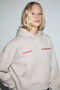 Silent women's hooded organic cotton sweatshirt with fleece lining, kangaroo pocket, printed embroidery, light purple - 3