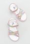 Girls' Sandals with Open Front, Stone Detail, Striped Velcro, Comfortable Flexible Sole Slippers - 4