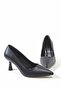 Black Leather Stiletto Women's Heeled Shoes 7cm - 3