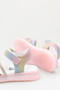 Girls' Sandals with Open Front, Stone Detail, Striped Velcro, Comfortable Flexible Sole Slippers - 7