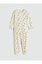 Ecru Crew Neck Printed Girls' Pajama Set (S6)