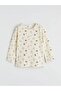 Ecru Crew Neck Printed Girls' Pajama Set (S6) - 2
