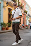 Polo Collar Knit T-Shirt and Jeans 2-Piece Outfit - 2