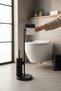Black Toilet Paper Holder Toilet Brush Holder Set Stainless Brass Material Bathroom Modern Standing Set