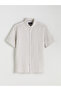 Nevavm Regular Fit Short Sleeve Striped Muslin Men's Shirt with Difference - 5