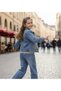 Girl's 4-Piece Holiday Outfit - Stone Embellished Jean Jacket and Pants - Sweater and Shirt Set - 3
