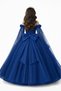 Girl's Cobalt Blue Floral Detailed Princess Dress, Girl's Graduation Dress, Evening Dress - 2