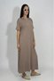 Women's Summer Short Sleeve Viscose Midi Length Crew Neck Dress Mink - 4