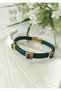 Green braided leather bracelet with stainless steel detail and colorful zircon stones - 4
