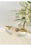 Zircon Stone Gold Steel Handcuff Bracelet White