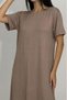 Women's Summer Short Sleeve Viscose Midi Length Crew Neck Dress Mink - 7