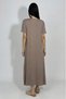 Women's Summer Short Sleeve Viscose Midi Length Crew Neck Dress Mink - 6