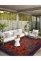 Ethnic Patterned Orange Purple Vintage Woven Base Digital Printed Carpet Mira 1380 - 2