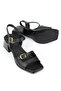 , Women's Genuine Leather Heeled Sandals 161992Z19030 Black - 4