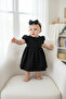 Black Scallop Bow Baby Bandana - 2