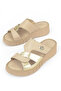 , Women's Genuine Leather Comfort Slippers 1611008Z453 Beige - 5