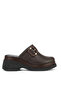 , Women's Genuine Leather Heeled Slippers 161992Z64030 Brown