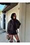 Women's New Season Belted Leather Jacket with Soft Fur Lining Detail - 7