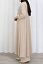 Women's Comfortable Cut Hijab Tunic Pants Set – Wrinkled Fabric, High Collar - 6