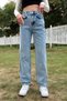 Kaura Women's Blue Snow Wash High Waist Lycra Comfortable Wide Leg Jeans - 2