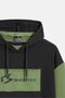 Black - Khaki Men's Oversize Hooded Printed Sweatshirt with Kangaroo Pocket - 3