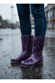 Garden and Rain Flower Patterned Women's Boots 36-40 Plum