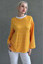 Mustard Crew Neck Striped Long Sleeve T-Shirt Mg2362 - 8