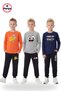 3-Piece Round Neck Sweatshirt Black Tracksuit with Print Detail 6-Piece Boys' Top and Bottom Set