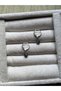 Sapphire Stone Silver Color Steel Hoop Earrings Handmade - 2