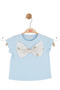 31606 Baby Girl T-Shirt with Bow on the Front, Blue