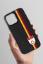 iPhone 16 Pro Compatible Parted Stripe Flag Emblem Black Silicone Licensed Phone Case - 3