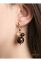 Vip Dark Amber Stone Steel Women's Stud Earrings