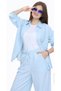 Girl's Gabardine Fabric Jacket, Pants, Straps, Badi, Baby Blue Color, Oversize Fit, Stylish Three-Piece Set - 3