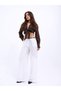 High Waist Wide Leg Linen Look Women's Trousers - 3