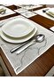 Linia Model Silver Embroidered 12 Piece Set American Service and Coffee Side Cocktail Presentation Napkin - 3