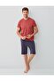 Men's 100% Cotton 3-Piece Pajama Set – Short Sleeve T-Shirt & Patterned Shorts & Pajama Bottoms - 3
